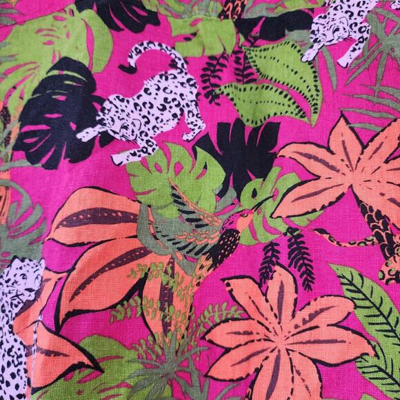 C&C California 100% linen button down shirt blouse magenta tropical print 2X new - Picture 8 of 8